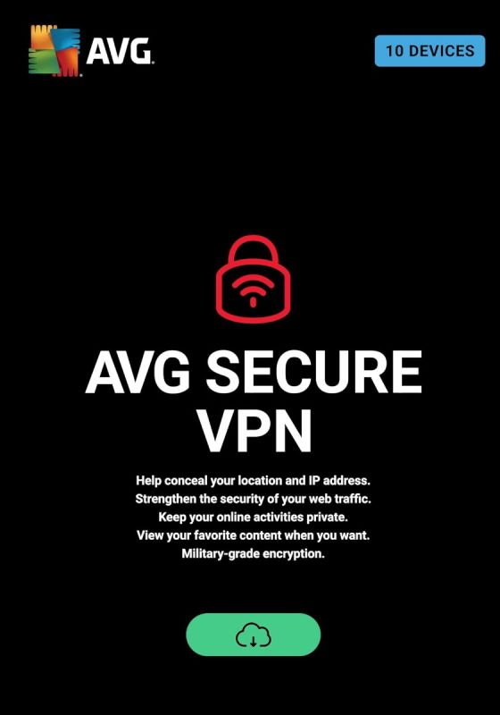 AVG Secure VPN - 10 Devices - 1 Year PC, Mac, iOS, Android