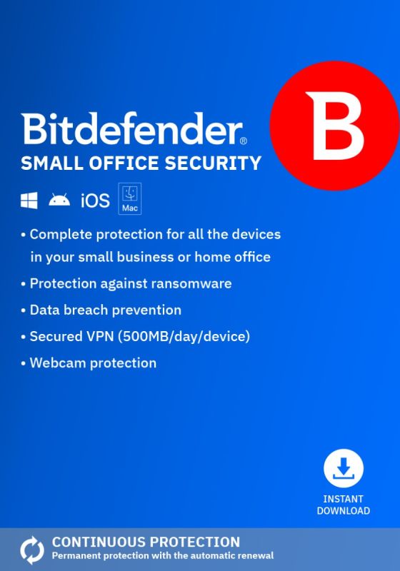 Bitdefender Small Office Security - 10 Devices - 1 Year PC, Mac, iOS, Android