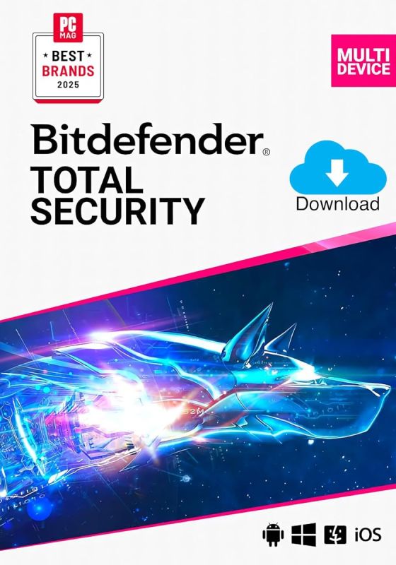 Bitdefender Total Security + Unlimited VPN - 10 Devices - 1 Year PC, Mac, iOS, Android
