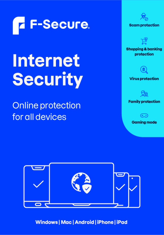 F-Secure Internet Security - 10 Devices - 1 Year PC, Mac, iOS, Android