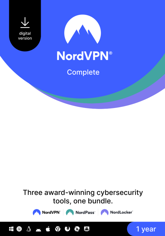 NordVPN Complete - 10 Devices - 1 Year PC, Mac, Linux, iOS, Android