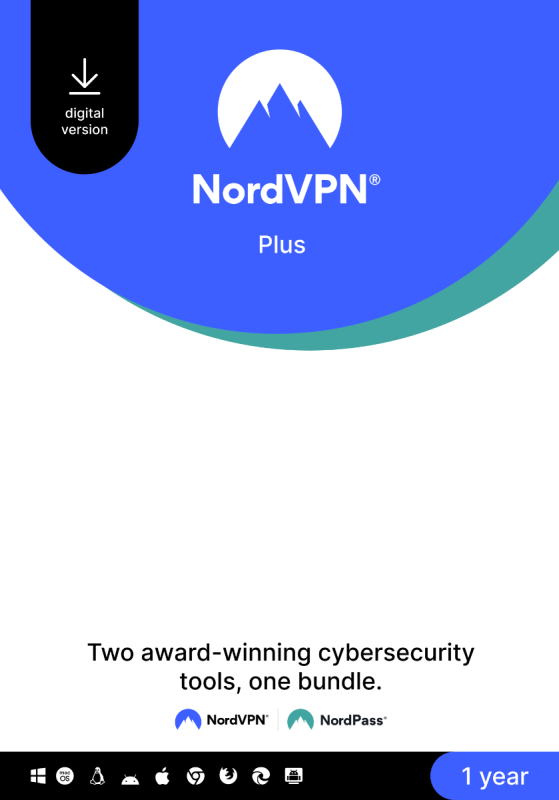 NordVPN Plus - 10 Devices - 1 Year PC, Mac, Linux, iOS, Android