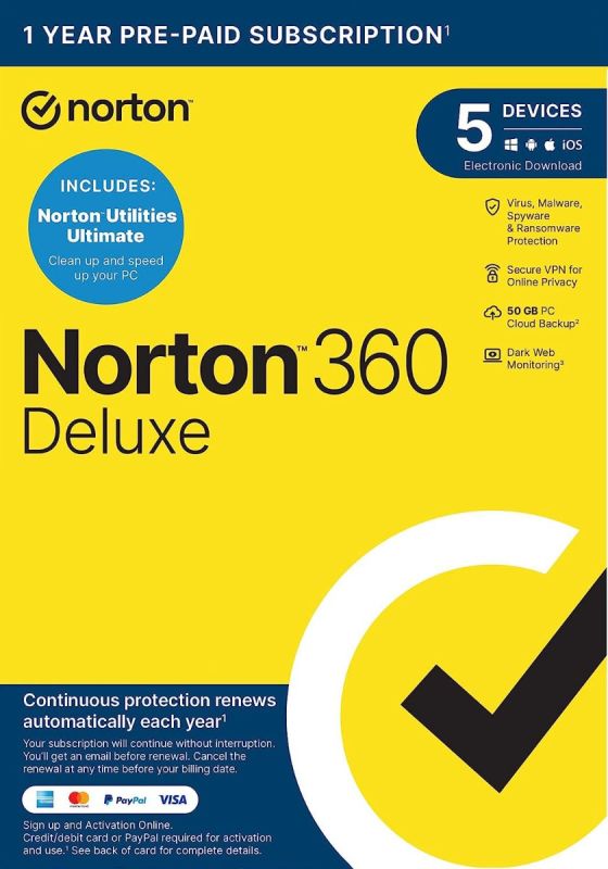 Norton 360 DELUXE + Utilities Ultimate 2026 - 5 Urządzenies - 1 Rok PC, Mac, iOS, Android