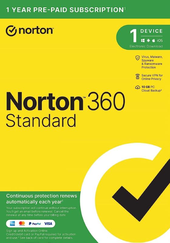 Norton 360 STANDARD 2026 - 1 Urządzenie - 1 Rok PC, Mac, iOS, Android