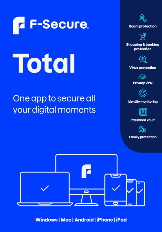 F-Secure Total Security - 3 Devices - 1 Year PC, Mac, iOS, Android