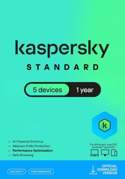 Kaspersky Standard Anti-Virus 2025 - 5 Devices - 1 Year PC, Mac, iOS, Android