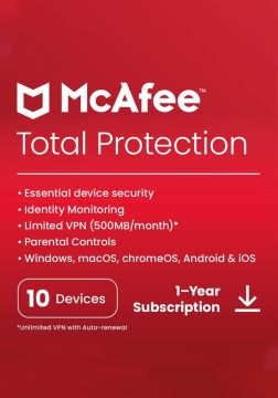 McAfee Total Protection 2026 Antivirus - 10 Enheds - 1 År