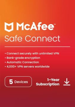 McAfee Safe Connect Premium - 5 Enheds - 1 År