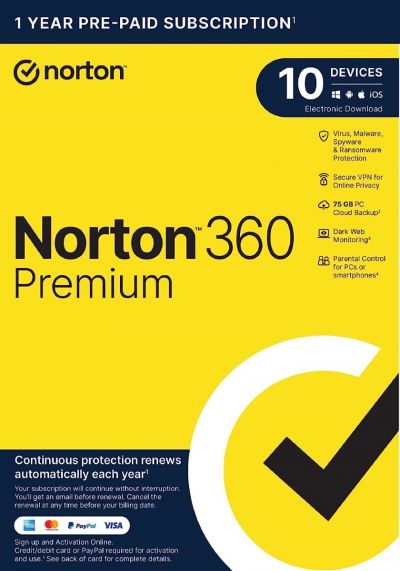 Norton 360 PREMIUM 2024 - 10 Devices - 1 Year