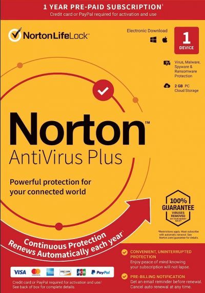 Norton Antivirus PLUS 2024 - 1 Device - 1 Year