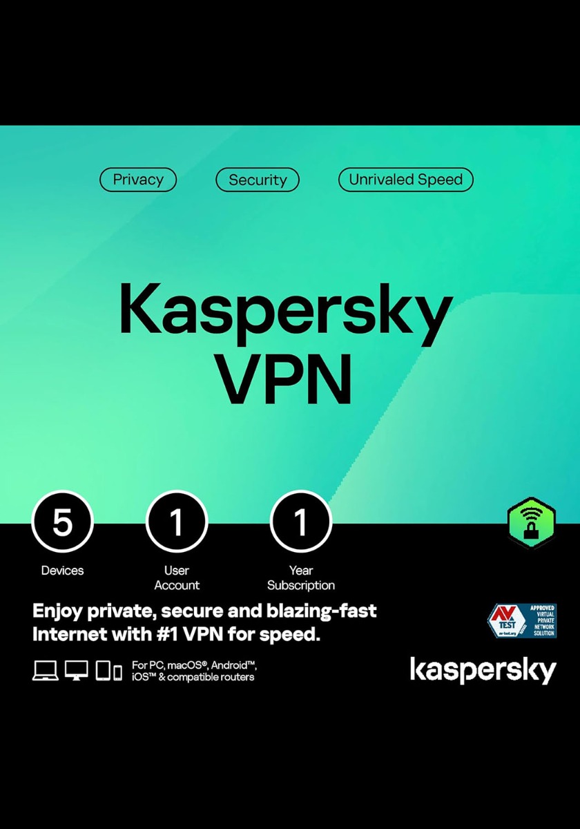 Kaspersky VPN - 5 Enheds - 1 År PC, Mac, iOS, Android