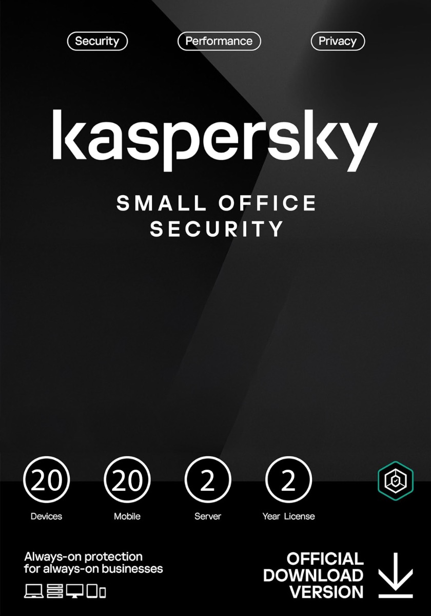 Kaspersky Small Office Security 2026 - 20 Appareils - 20 Utilisateurs - 2 Années PC, Mac, iOS, Android